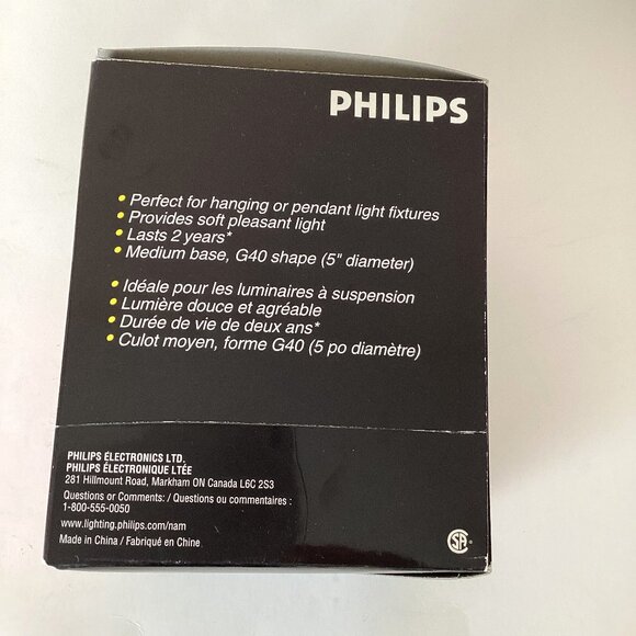 NIB 1 Philips Dura Max Globe Light Medium Base G40 White Bulb 100W Household - Picture 2 of 3